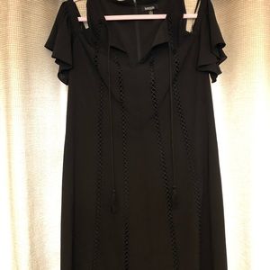 Cold shoulder mini black dress